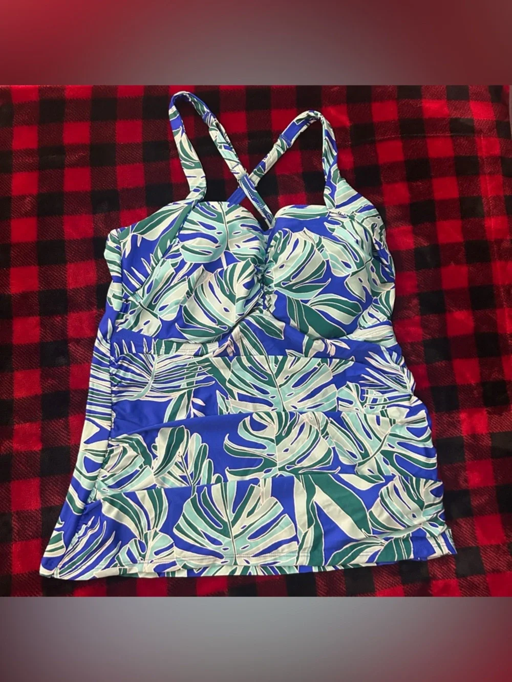 24th & OCEAN Women Bra Cup Underwire Tankini Swimsuit Top Sapphire,Cup 36D (M) - Picture 4 of 7